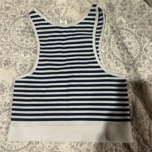 Bozzolo Navy and White Striped Tank Top